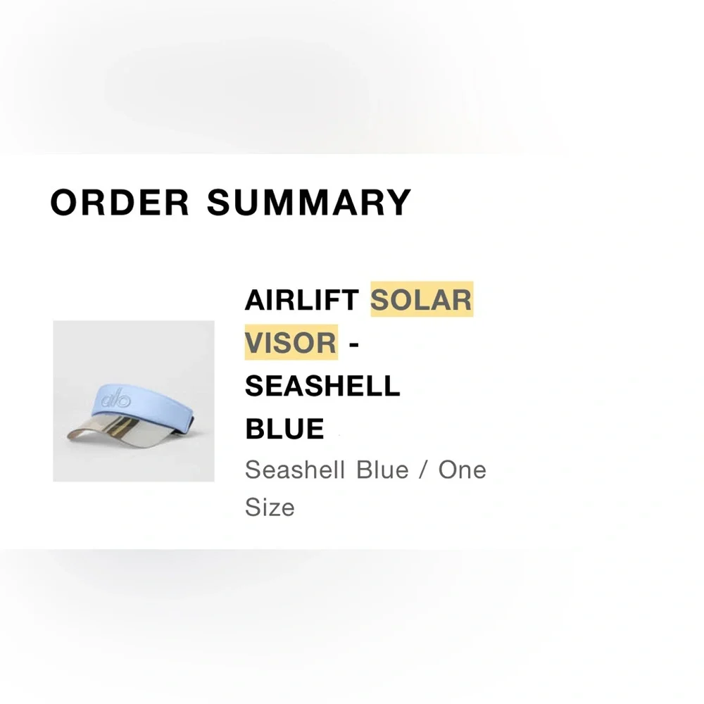 NWT ALO YOGA® Airlift Solar Visor -‎ Seashell Blue One Size